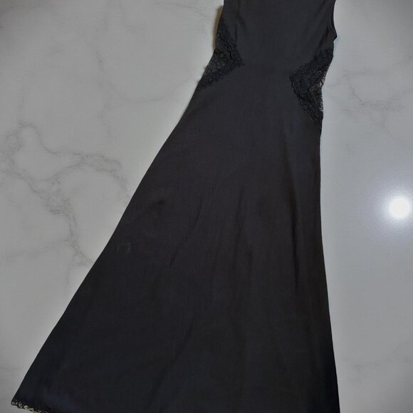 ZARA Black Maxi Dress w/ Lace Insets – Size S - Picture 7 of 7